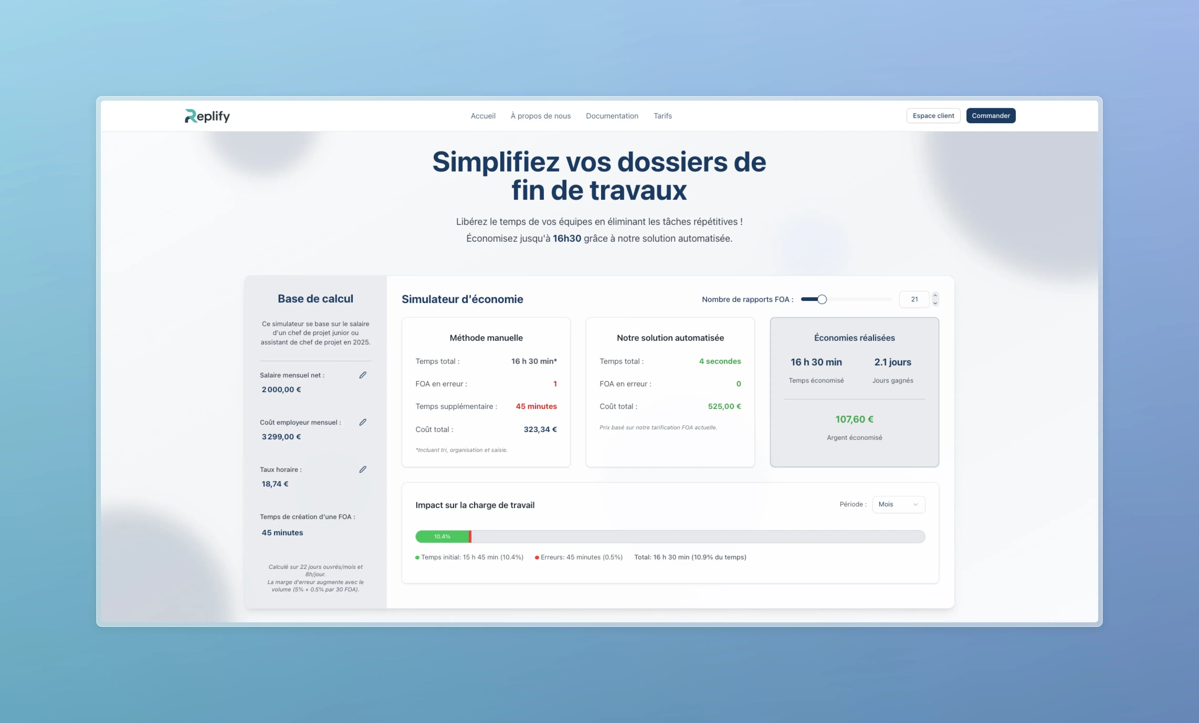 Accueil du site web